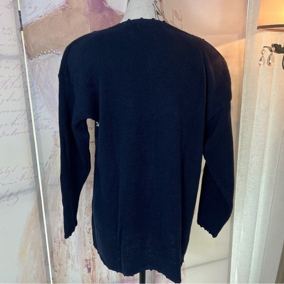 Vintage Debbie Morgan Medium Knit Embroidered Stitch Bow Sweater Woman's Medium - Picture 5 of 6